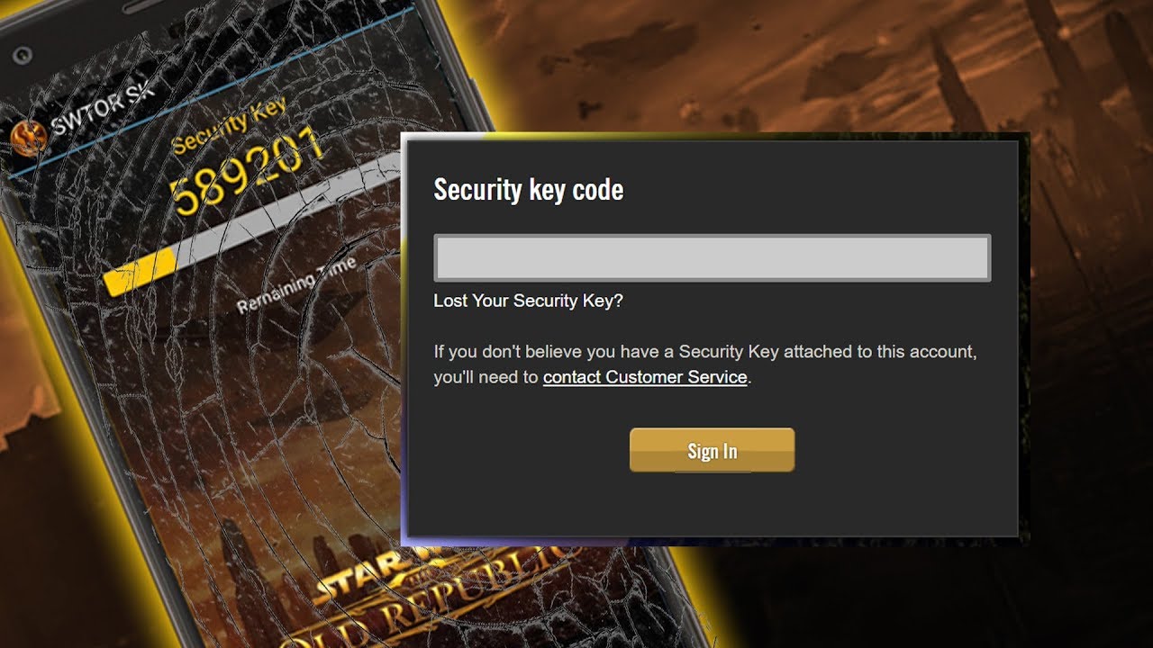 how to get swtor security key serial number